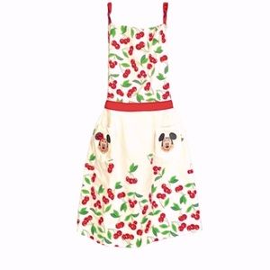 DISNEY➕Mickey & Minnie Cherries Retro Apron NEW
